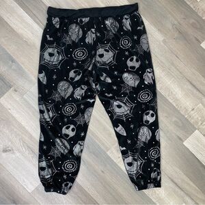 Disney Nightmare Before‎ Christmas Velour Foil Sleep Joggers Black Silver XL